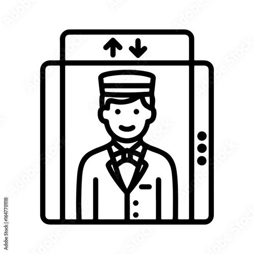 Line icon elevator operator in the cabin vector on white background
Vector line icon on white background