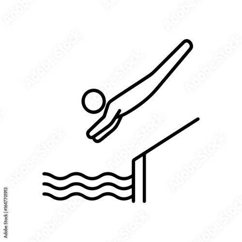 Line icon jumping from platform into water vector on white background
Vector line icon on white background