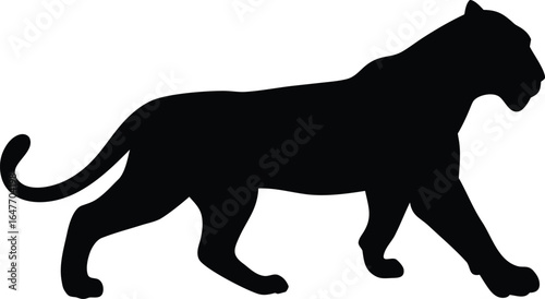 Black Panther Silhouette Vector Illustration isolated on Transparent Background - Wild Big Cat Graphic Design Element for Stock Photography.