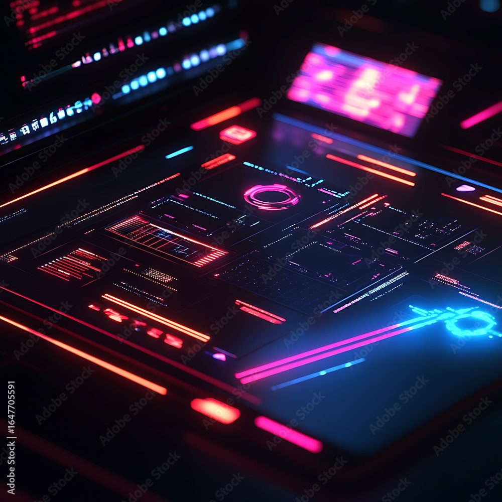 Obraz premium Abstract city in motion with neon lights high resolution picture