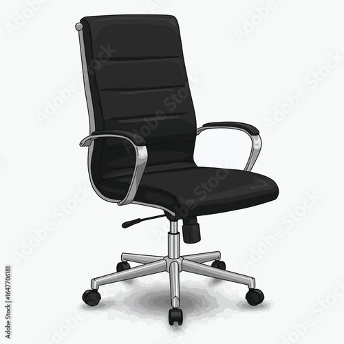 Black executive office chair with chrome accents on a white background