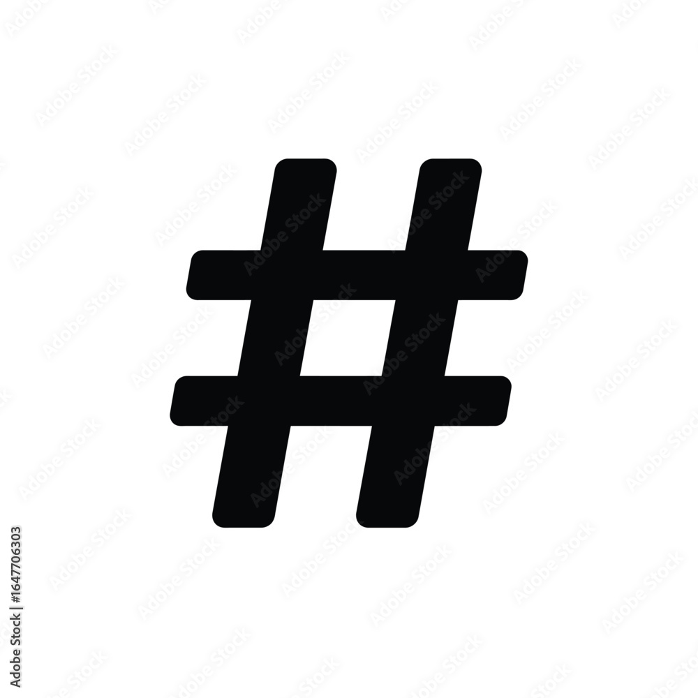 Fototapeta premium Black hashtag symbol on white background social media