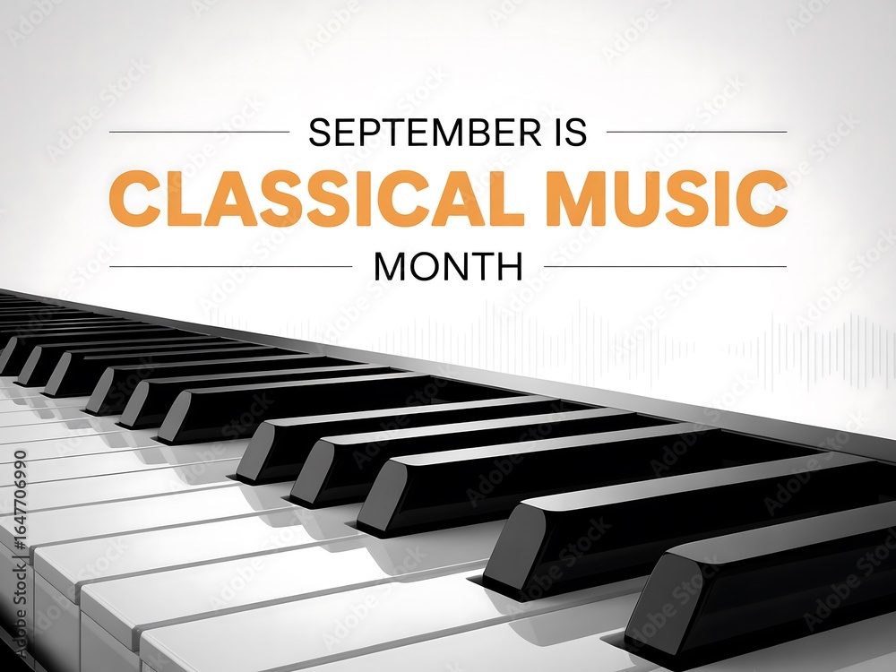 Fototapeta premium Celebrate september as classical music month with the elegant beauty of a piano keyboard