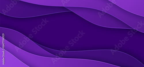 Paper cut 3d abstract violet background. Vector illustration. Design layout for business presentations, flyers, posters. Place for text. Neon purple fluid gradient, night sky, universe wallpaper.