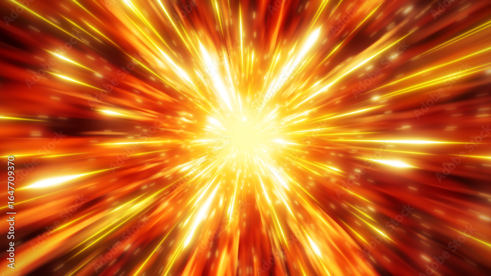Fototapeta premium 爆発したようなオレンジ色の集中線のエフェクト背景