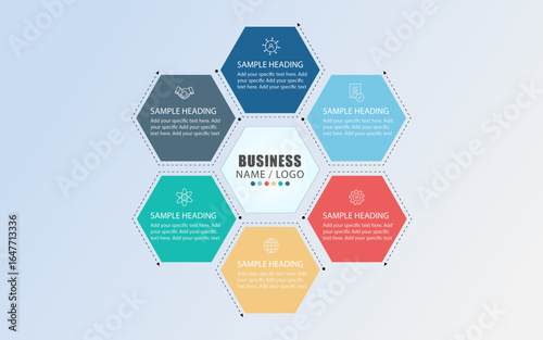 Simple hexagon shape infographics with six options