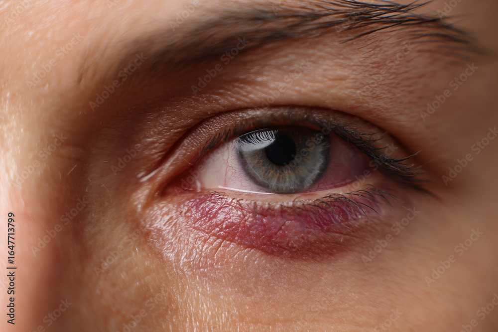 Obraz premium An accidentally bruised eye area, showing the delicate nature of facial injuries and care needs.