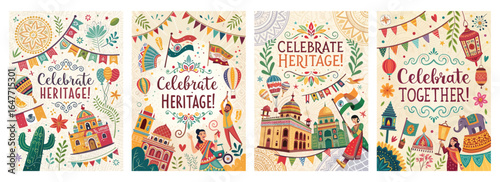 Vibrant celebration of cultural heritage with colorful illustrations and festive designs.