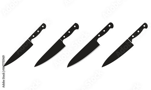 Professional chef knives collection for culinary projects and modern kitchen design presentations.