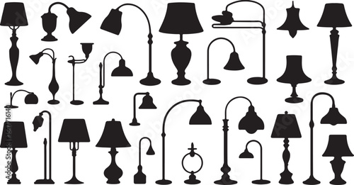 Lamp Icons and Illustrations in Black and White