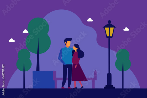romantic park couple love outdoors