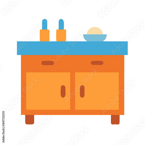 Minimalist bathroom vanity unit with bottles and bowl on a black background