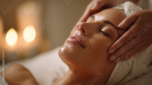 Wallpaper Mural A woman enjoying a relaxing facial massage  Torontodigital.ca