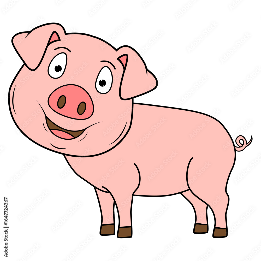 Obraz premium Cute Pig Animal Cartoon Illustration