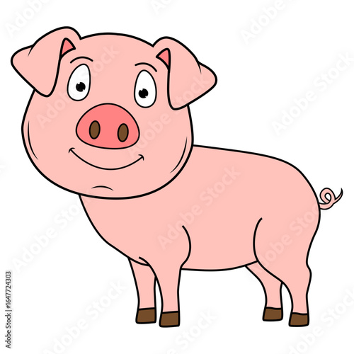 Cute Pig Animal Cartoon Illustration