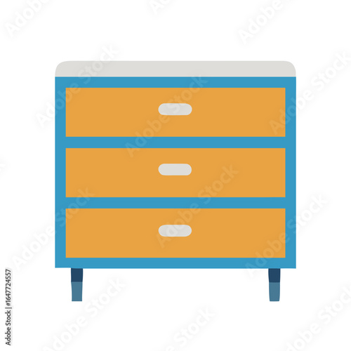 Flat style illustration of a simple chest of drawers with three drawers
