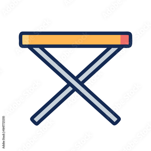 Foldable stool illustration with a minimalist flat design on black background