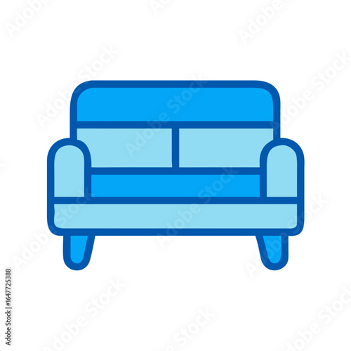 Blue couch icon vector illustration isolated on black background design template