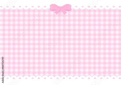 Pink ribbon and plaid background