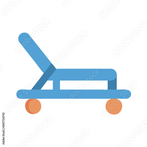 Minimalist blue sun lounger illustration on a black background for summer vacation