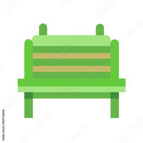 Simple Green Park Bench Isolated on Black Background for Leisure Time