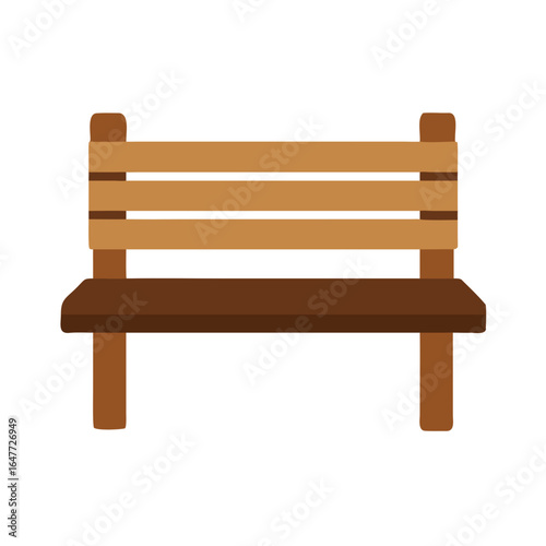 Wooden park bench illustration with flat design on a black background