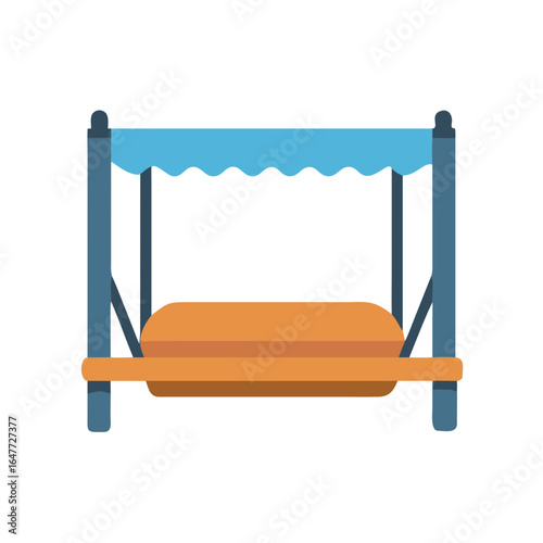 Simple outdoor porch swing flat vector illustration on black background