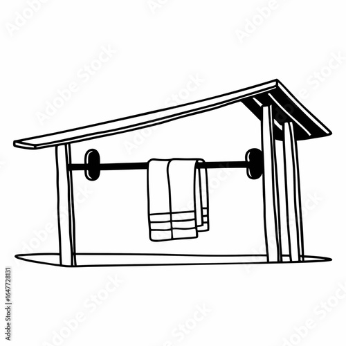 Towel rack with towels isolated on white background, a bathroom fixture for home interior