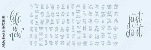 100 Hand Lettered Motivational Quotes About Self Growth and Success Calligraphy Set