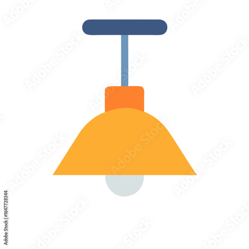 Modern pendant lamp illustration featuring an orange shade against black background