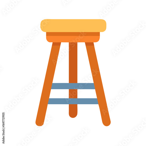 Flat vector illustration of an orange wooden stool on a black background.