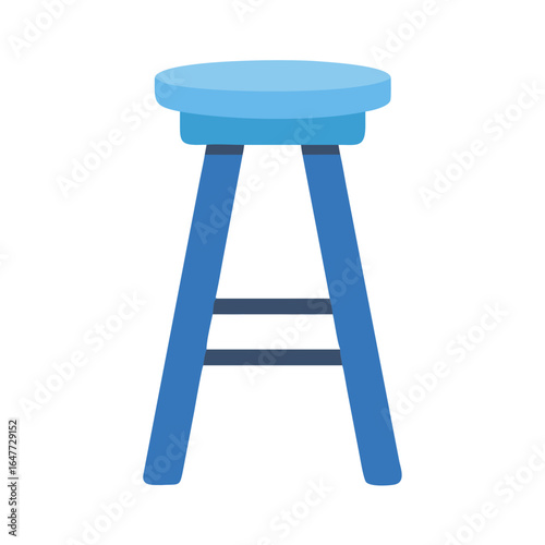 Illustration of a simple blue stool against a black background creating contrast