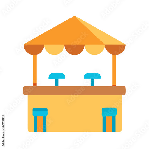 Flat vector illustration of a concession stand against a black background