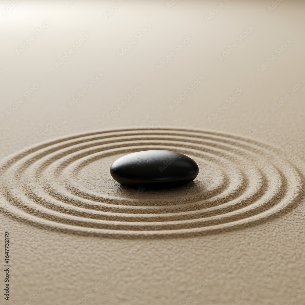 Naklejka premium Smooth pebble creating ripples in sand