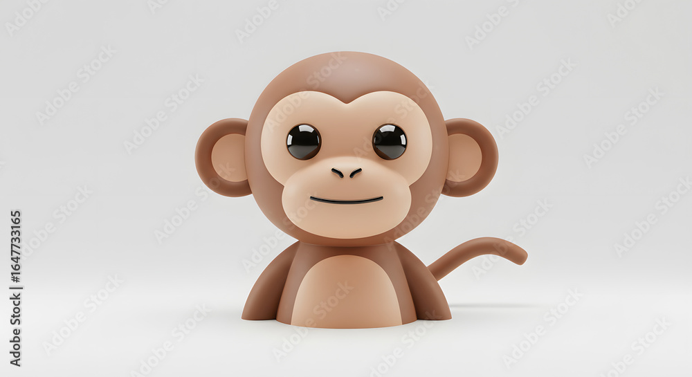 Obraz premium Cute Cartoon Monkey Illustration A Charming 3D Render of a Playful Primate, Perfect for Children's Content and Fun Projects. Cartoon monkey is smiling