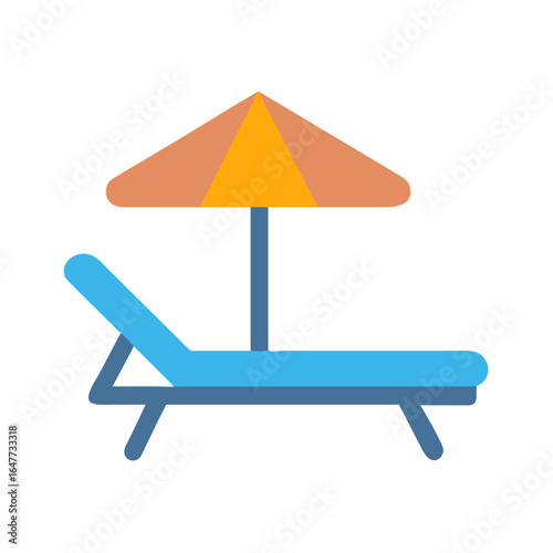 Isolated beach chair icon with umbrella against black background for relaxation ads