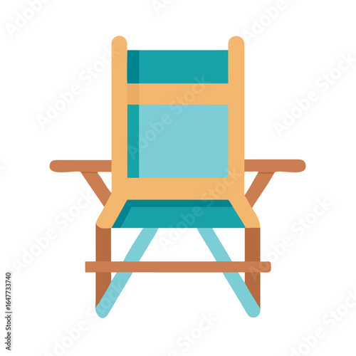 Flat vector art of beach chair against black background, ready for relaxing.
