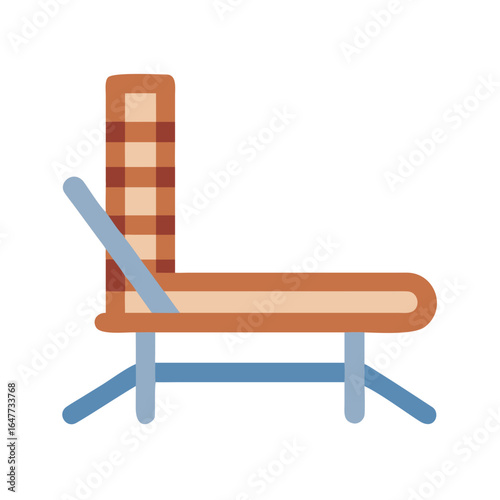 Isolated Vector Beach Chair Illustration in Flat Style on Black Background