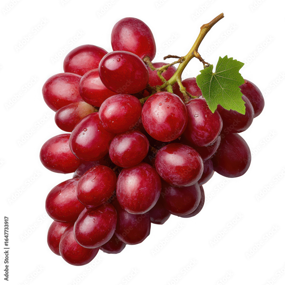 Fototapeta premium Fresh red grapes bunch isolated on transparent background