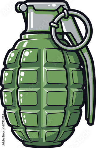 Cartoon Green Hand Grenade Vector Icon