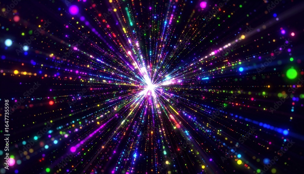 Obraz premium Colorful Cosmic Light Burst カラフルな宇宙 きらめき