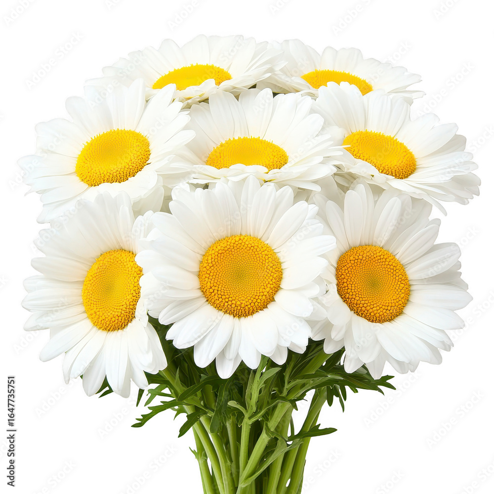 Obraz premium Bright and cheerful bouquet of white daisies with vibrant yellow centers, symbolizing purity and innocence, perfect for any occasion or decoration