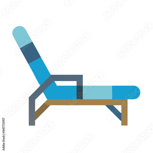 Simple modern lounge chair illustration with blues and browns on a black background
