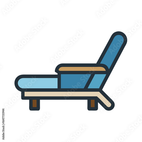 Stylized lounge chair illustration against a black background for relaxation themes