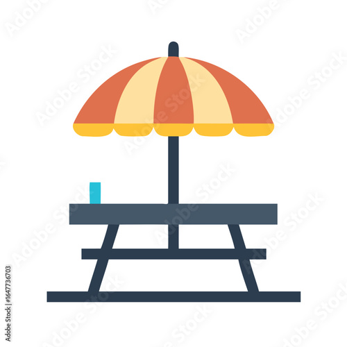 Vector Illustration of a Beach Umbrella and Table for Summer Vacation Designs