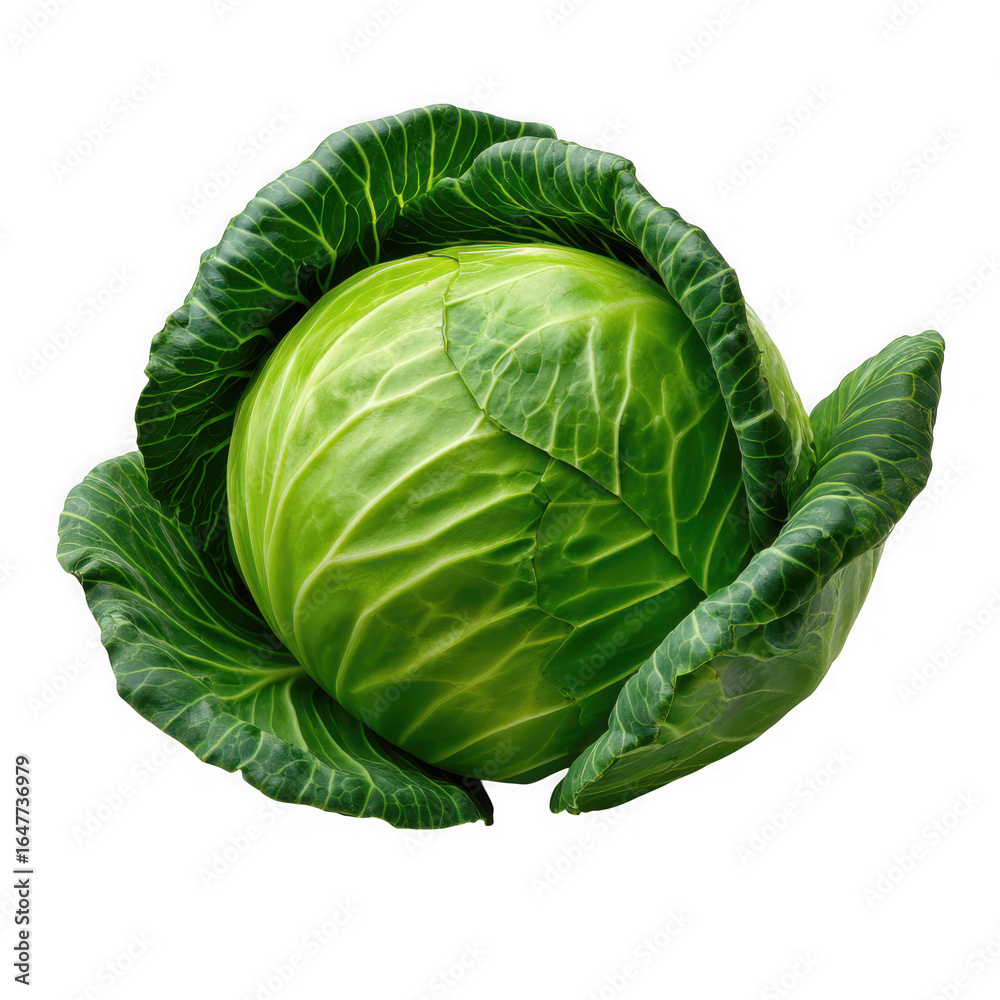 Fototapeta premium Fresh green cabbage isolated on transparent background