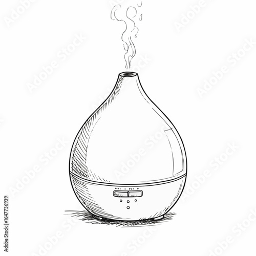 Essential oil diffuser in modern design with steam rising upwards  