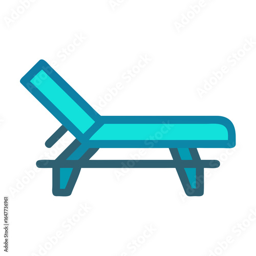 Illustration of a Blue Lounge Chair isolated on Black for Summer Vacation