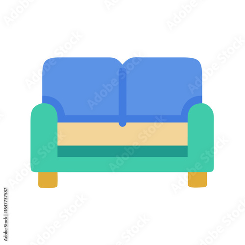 Stylish Blue and Teal Sofa Isolated on Black Background for Home Decor