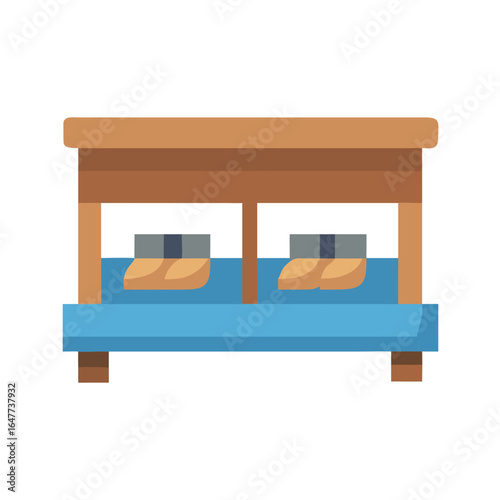 Isometric Style Illustration of a Bench with Shoes Stored Neatly Underneath